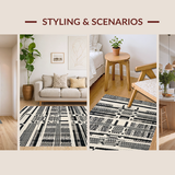 Ultra Soft Area Rug, Non Slip, Stain Resistant, Washable Area Rugs for Living Room, Bedroom, Savanna Inspired Striped Carpet, Contemporary Graphic Print Rug, Artistic(Black)