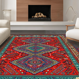 Ultra Soft Area Rug, Non Slip, Stain Resistant, Washable Area Rugs for Living Room, Bedroom, Contemporary Striped Visual Harmony(Red)
