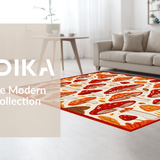 Ultra Soft Area Rug, Non Slip, Stain Resistant, Washable Area Rugs for Living Room, Bedroom, Cozy Rustic Mushroom Print Decor(Orange)