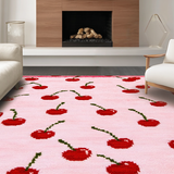 Ultra Soft Area Rug, Non Slip, Stain Resistant, Washable Area Rugs for Living Room, Bedroom, Adorable Cartoon Fruit Design(Pink)
