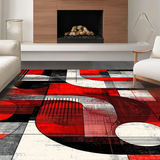 Ultra Soft Area Rug, Non Slip, Stain Resistant, Washable Area Rugs for Living Room, Bedroom, Modern Artistic Audio Vibes(Red)