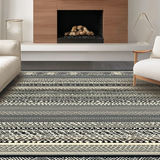 Ultra Soft Area Rug, Non Slip, Stain Resistant, Washable Area Rugs for Living Room, Bedroom, Rustic Geometric Motif with Tassels(Black)