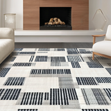 Ultra Soft Area Rug, Non Slip, Stain Resistant, Washable Area Rugs for Living Room, Bedroom, Contemporary Rug: Black And White Geometric Striped Design(Gray)