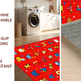 Ultra Soft Area Rug, Non Slip, Stain Resistant, Washable Area Rugs for Living Room, Bedroom, Interactive Colorful Animal Scene(Red)