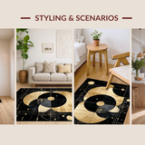 Ultra Soft Area Rug, Non Slip, Stain Resistant, Washable Area Rugs for Living Room, Bedroom, Contemporary Striking Pattern Fusion(Gold)