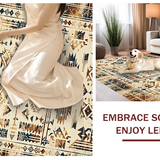 Ultra Soft Area Rug, Non Slip, Stain Resistant, Washable Area Rugs for Living Room, Bedroom, Artful Vintage Botanical Arrangement(Beige)