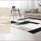 Ultra Soft Area Rug, Non Slip, Stain Resistant, Washable Area Rugs for Living Room, Bedroom, Minimalist Linear Contrast Artistry(Black)