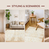 Ultra Soft Area Rug, Non Slip, Stain Resistant, Washable Area Rugs for Living Room, Bedroom, Rustic Soft Earthy Tones(Beige)
