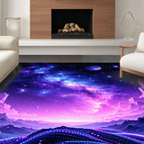 Ultra Soft Area Rug, Non Slip, Stain Resistant, Washable Area Rugs for Living Room, Bedroom, Dynamic Astral Color Burst Layout(Purple)
