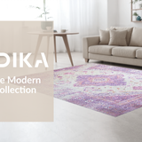Ultra Soft Area Rug, Non Slip, Stain Resistant, Washable Area Rugs for Living Room, Bedroom, Vibrant Textured Ogee Pattern(Purple)