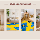 Ultra Soft Area Rug, Non Slip, Stain Resistant, Washable Area Rugs for Living Room, Bedroom, Blue Yellow Floral Living Room Area Carpet(Yellow)