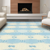 Ultra Soft Area Rug, Non Slip, Stain Resistant, Washable Area Rugs for Living Room, Bedroom, Charming Microfiber Bow Floor Mat With Coquette Design For Sweet Home(Blue)