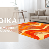 Ultra Soft Area Rug, Non Slip, Stain Resistant, Washable Area Rugs for Living Room, Bedroom, Bold Orange Brown Geometric Theme(Orange)