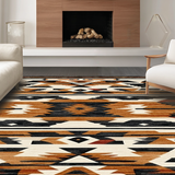 Ultra Soft Area Rug, Non Slip, Stain Resistant, Washable Area Rugs for Living Room, Bedroom, Earthy Toned Tribal Aesthetic(Brown)