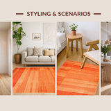 Ultra Soft Area Rug, Non Slip, Stain Resistant, Washable Area Rugs for Living Room, Bedroom, Rustic Short Pile Elegance(Orange)