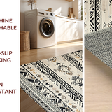 Ultra Soft Area Rug, Non Slip, Stain Resistant, Washable Area Rugs for Living Room, Bedroom, Rustic Striped Patterned Rug(Black)