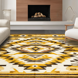 Ultra Soft Area Rug, Non Slip, Stain Resistant, Washable Area Rugs for Living Room, Bedroom, Artistic Cream and Yellow Motif(Yellow)