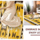 Ultra Soft Area Rug, Non Slip, Stain Resistant, Washable Area Rugs for Living Room, Bedroom, Chic Yellow-Brown Abstract Composition(Yellow)