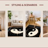 Ultra Soft Area Rug, Non Slip, Stain Resistant, Washable Area Rugs for Living Room, Bedroom, Lively Yin Yang Artistic Fusion(Black)