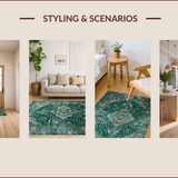 Ultra Soft Area Rug, Non Slip, Stain Resistant, Washable Area Rugs for Living Room, Bedroom, Elegant Distressed Geometric Style(Green)