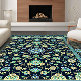 Ultra Soft Area Rug, Non Slip, Stain Resistant, Washable Area Rugs for Living Room, Bedroom, Vibrant Distressed Geometric Elegance(Blue)