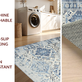 Ivory Distressed Medallion(Blue)