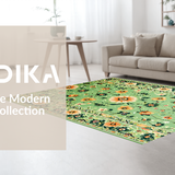 Ultra Soft Area Rug, Non Slip, Stain Resistant, Washable Area Rugs for Living Room, Bedroom, Eclectic Floral Medley Arrangement(Green)