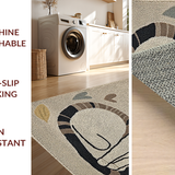 Ultra Soft Area Rug, Non Slip, Stain Resistant, Washable Area Rugs for Living Room, Bedroom, Playful Vintage Cat Illustration(Beige)