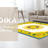 Ultra Soft Area Rug, Non Slip, Stain Resistant, Washable Area Rugs for Living Room, Bedroom, Playful Multi-Hued Swirl Aesthetic(Yellow)