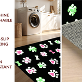 Ultra Soft Area Rug, Non Slip, Stain Resistant, Washable Area Rugs for Living Room, Bedroom, Dynamic Black and Pink Pet Art(Green)