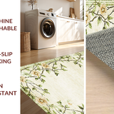 Ultra Soft Area Rug, Non Slip, Stain Resistant, Washable Area Rugs for Living Room, Bedroom, Chic Botanical Patterned Texture(Beige)