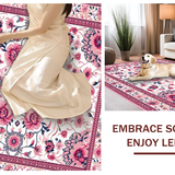 Ultra Soft Area Rug, Non Slip, Stain Resistant, Washable Area Rugs for Living Room, Bedroom, Lively Boho Leafy Patterns(White)