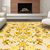 Ultra Soft Area Rug, Non Slip, Stain Resistant, Washable Area Rugs for Living Room, Bedroom, Lively Multi-Colored Trellis Style(Yellow)