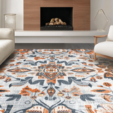 Ultra Soft Area Rug, Non Slip, Stain Resistant, Washable Area Rugs for Living Room, Bedroom, Contemporary Artsy Floral Arrangement(Gray)