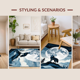 Artistic Gray Wolf Silhouette Design(Blue)