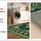 Ultra Soft Area Rug, Non Slip, Stain Resistant, Washable Area Rugs for Living Room, Bedroom, Cultural Vibrant Floral Embroidery(Green)