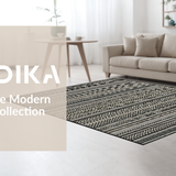 Ultra Soft Area Rug, Non Slip, Stain Resistant, Washable Area Rugs for Living Room, Bedroom, Trendy Minimalist Tribal Design Element(Black)