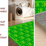 Festive Clover Patterned Welcome Mat(Green)