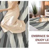 Ultra Soft Area Rug, Non Slip, Stain Resistant, Washable Area Rugs for Living Room, Bedroom, Dynamic Striped Contemporary Flair(Black)