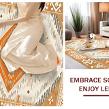Ultra Soft Area Rug, Non Slip, Stain Resistant, Washable Area Rugs for Living Room, Bedroom, Artful Distressed Linear Patterns(Orange)