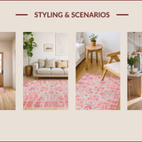 Ultra Soft Area Rug, Non Slip, Stain Resistant, Washable Area Rugs for Living Room, Bedroom, Vibrant Nature-Inspired Boho Charm(Pink)