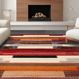 Ultra Soft Area Rug, Non Slip, Stain Resistant, Washable Area Rugs for Living Room, Bedroom, Rustic Multicolor Ethnic Motif(Red)
