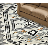 Ultra Soft Area Rug, Non Slip, Stain Resistant, Washable Area Rugs for Living Room, Bedroom, Rustic Cream and Black Trellis Motif(White)