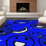 Ultra Soft Area Rug, Non Slip, Stain Resistant, Washable Area Rugs for Living Room, Bedroom, Funky Blue Circular Pop(Blue)
