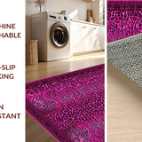 Ultra Soft Area Rug, Non Slip, Stain Resistant, Washable Area Rugs for Living Room, Bedroom, Artistic Leopard Print with Linear Elements(Pink)