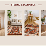 Ultra Soft Area Rug, Non Slip, Stain Resistant, Washable Area Rugs for Living Room, Bedroom, Intricate Southwestern Patterned Elegance(Red)