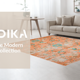Ultra Soft Area Rug, Non Slip, Stain Resistant, Washable Area Rugs for Living Room, Bedroom, Cozy Rust and Teal Medallion(Orange)