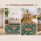 Ultra Soft Area Rug, Non Slip, Stain Resistant, Washable Area Rugs for Living Room, Bedroom, Charming Soft Floral Texture(Green)