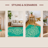 Ultra Soft Area Rug, Non Slip, Stain Resistant, Washable Area Rugs for Living Room, Bedroom, Distressed Medallion Green Living Room Non-Shedding Rug(Green)