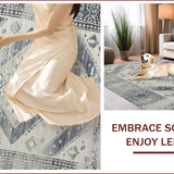 Ultra Soft Area Rug, Non Slip, Stain Resistant, Washable Area Rugs for Living Room, Bedroom, Elegant Geometric Earth Tones(Gray)